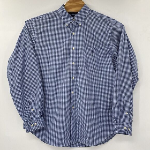 Ralph Lauren Classic Fit Men's 17/XL Blue Plaid Long Sleeve Button Down Shirt - Picture 2 of 5